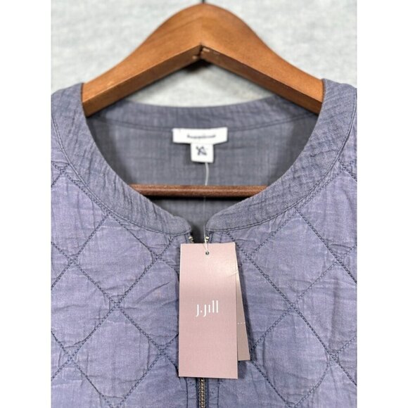 J.Jill Women's Quilted Jacket XL Gray Mixed Media Cotton LIghtweight - Picture 2 of 5
